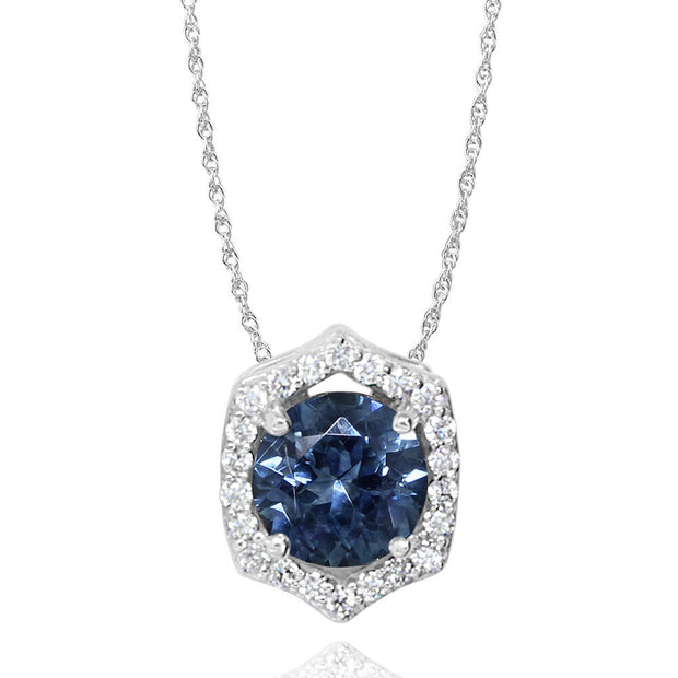 14K White Gold Montana Sapphire/Diamond Pendant