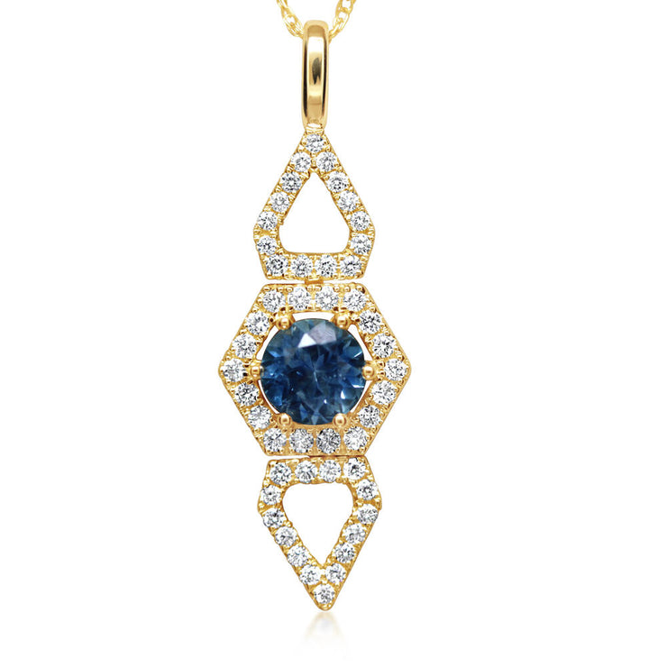 14K Yellow Gold Montana Sapphire/Diamond Pendant