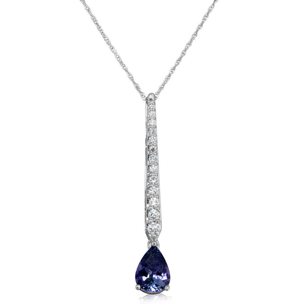 14K White Gold Peacock Tanzanite/Diamond Pendant