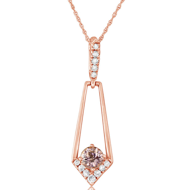 14K Rose Gold Lotus/Diamond Pendant