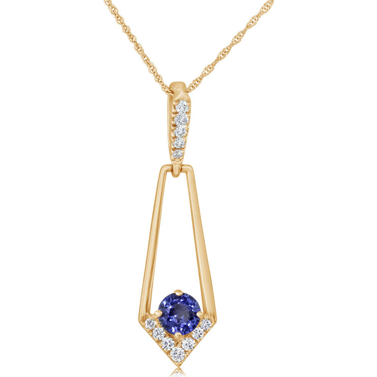 14K Yellow Gold Sapphire/Diamond Pendant