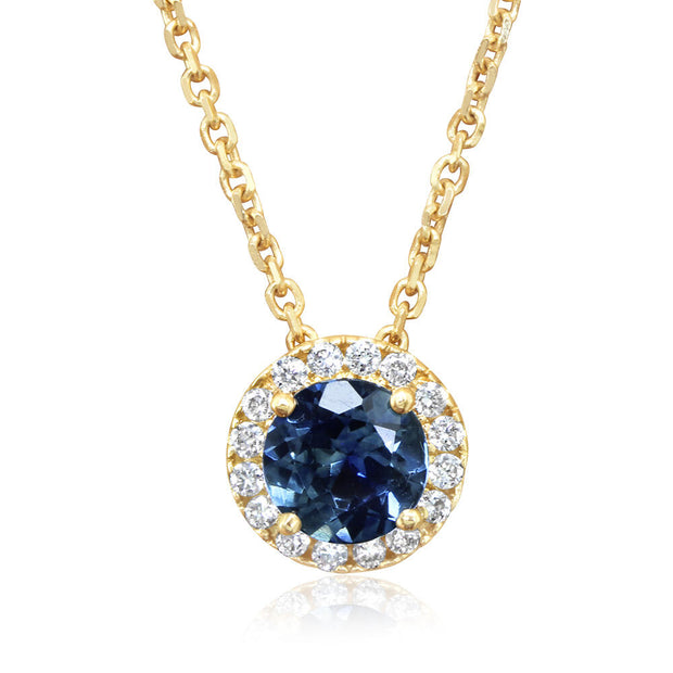 14K Yellow Gold Montana Sapphire/Diamond Pendant