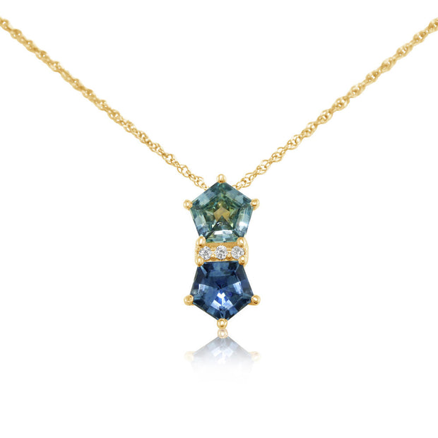 14K Yellow Gold 5 mm Pentagon Montana Sapphire/Diamond Pendant