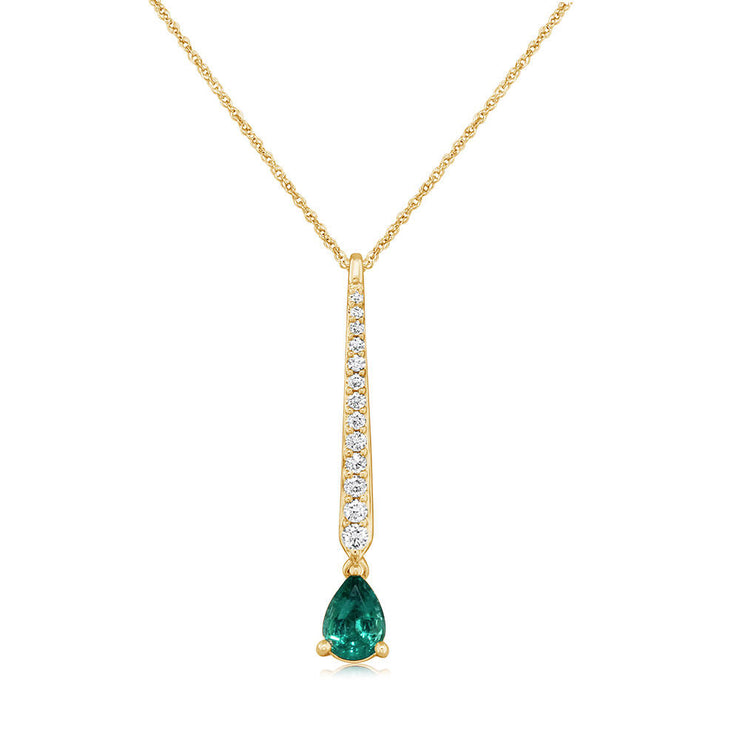 14K Yellow Gold Emerald/Diamond Pendant