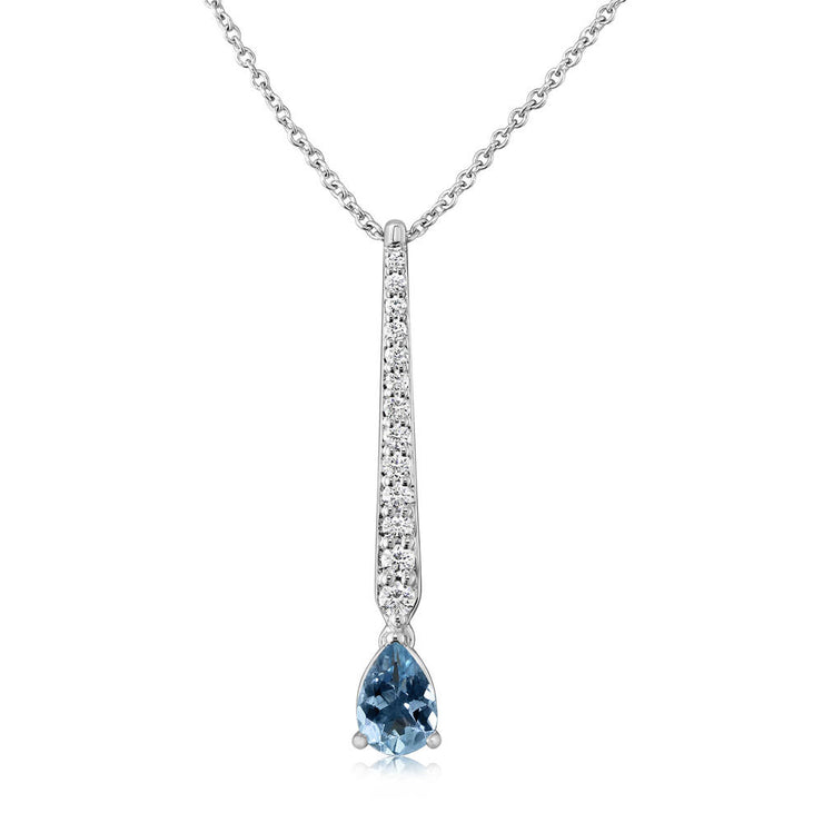 14K White Gold Aqua/Diamond Pendant