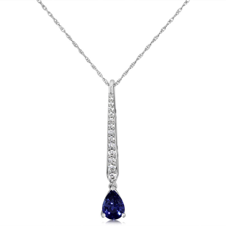 14K White Gold Sapphire/Diamond Pendant