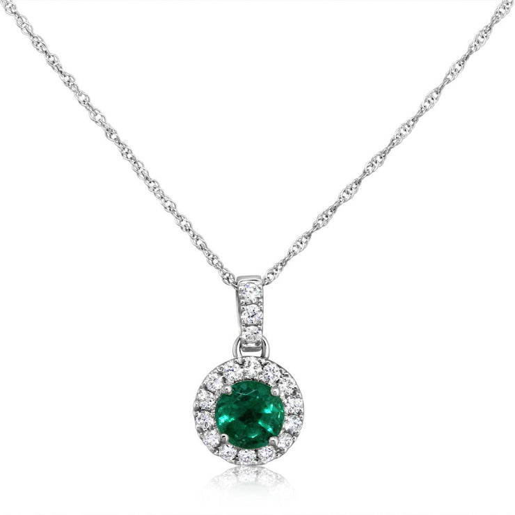 14K White Gold Tsavorite/Diamond Pendant