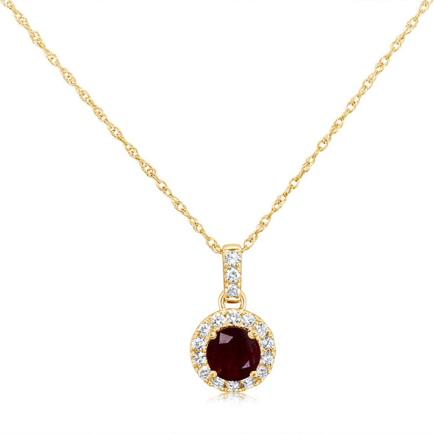 14K White Gold Ruby/Diamond Pendant