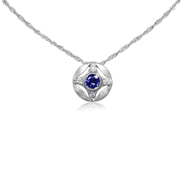 14K White Gold Sapphire/Diamond Pendant