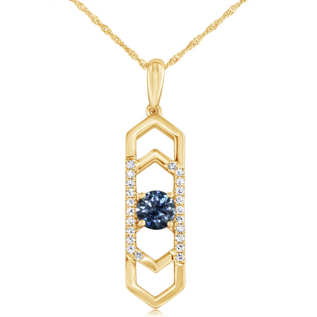 14K Yellow Gold Montana Sapphire/Diamond Pendant