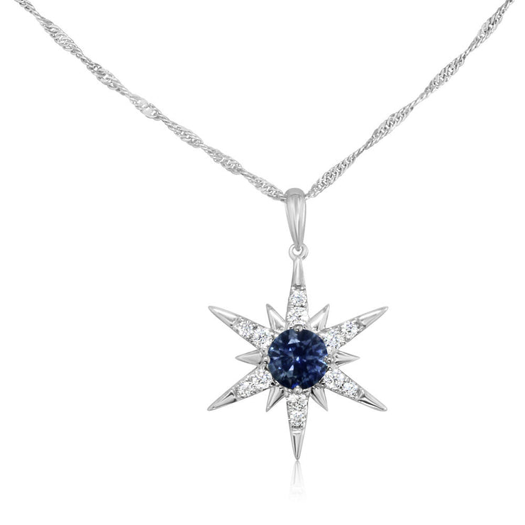 14K White Gold Montana Sapphire/Diamond Pendant