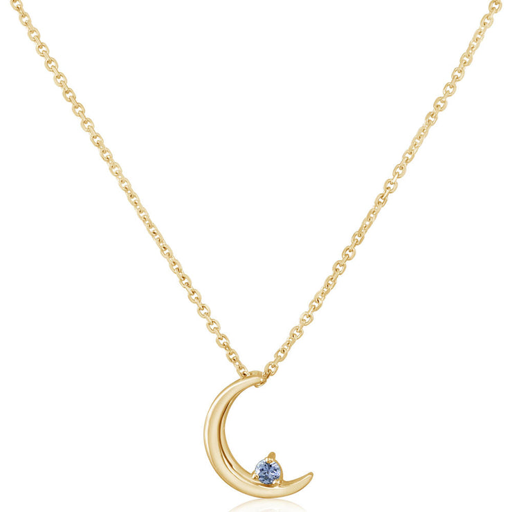 14K Yellow Gold Sapphire Moon Pendant