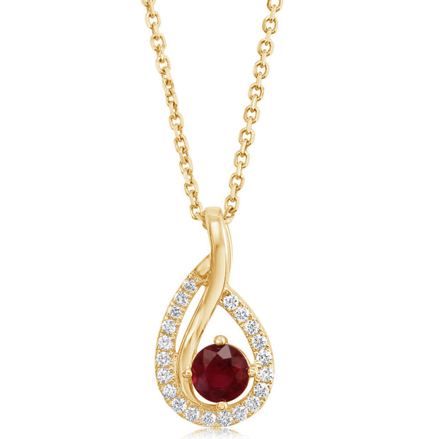 14K Yellow Gold Ruby/Diamond Pendant