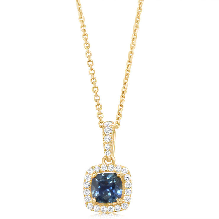 14K Yellow Gold Montana Sapphire/Diamond Pendant