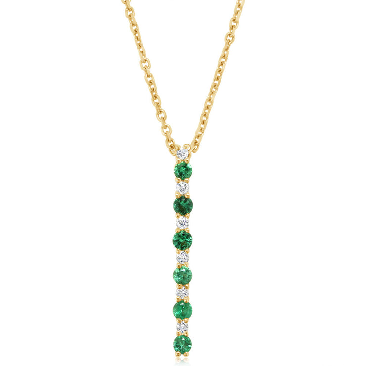 14K Yellow Gold Emerald/Diamond Pendant