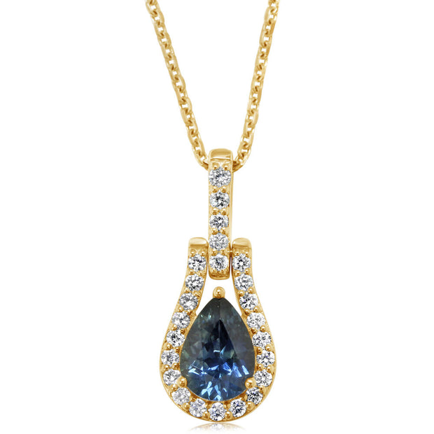 14K Yellow Gold Montana Sapphire/Diamond Pendant