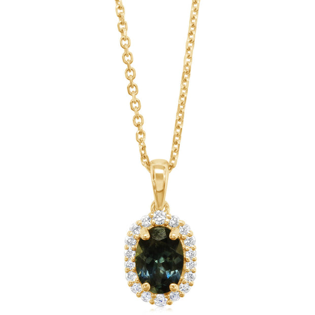 14K Yellow Gold Montana Sapphire/Diamond Pendant