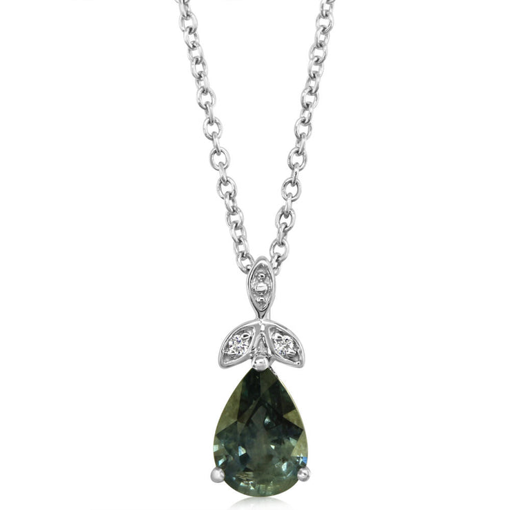 14K White Gold Montana Sapphire/Diamond Pendant