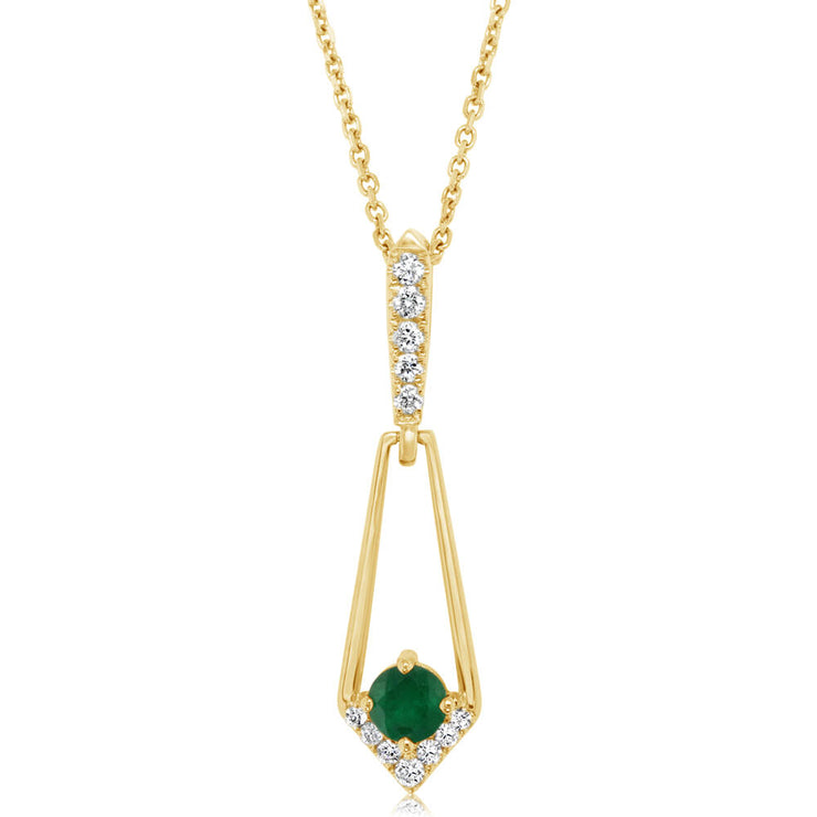 14K Yellow Gold Brazilian Emerald/Diamond Pendant