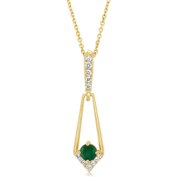 14K Yellow Gold Brazilian Emerald/Diamond Pendant