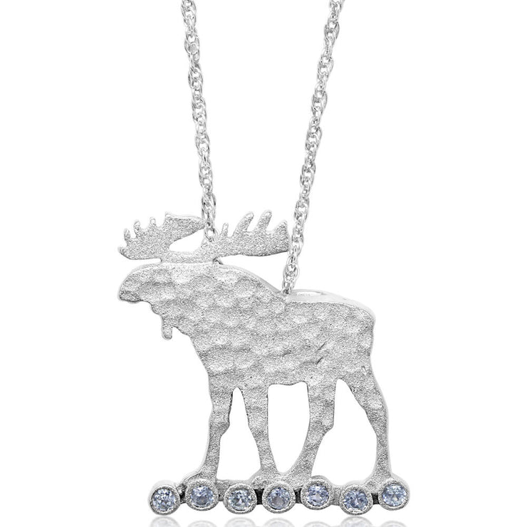 Sterling Silver Moose Montana Sapphire Pendant(7-Stones)