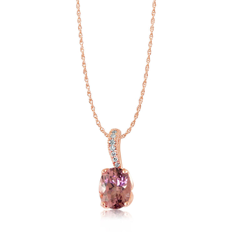 14K Rose Gold Lotus Garnet/Diamond Pendant