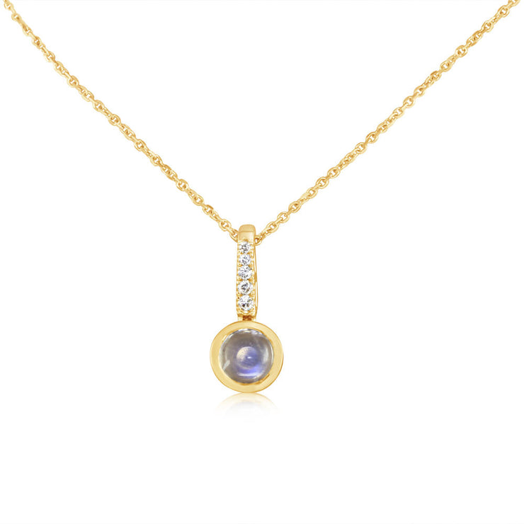 14K Yellow Gold Moonstone/Diamond Pendant