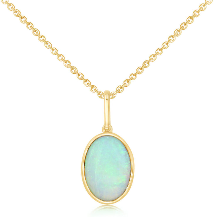 14K Yellow Gold Australian Opal Pendant