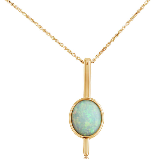 14K Yellow Gold Australian Opal Pendant