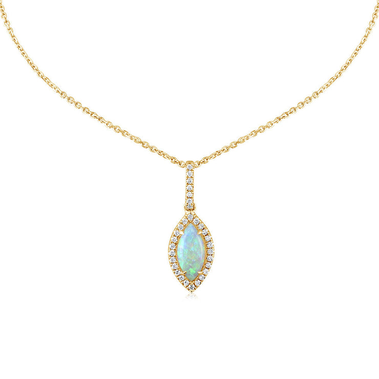 14K Yellow Gold Australian Opal/Diamond Pendant