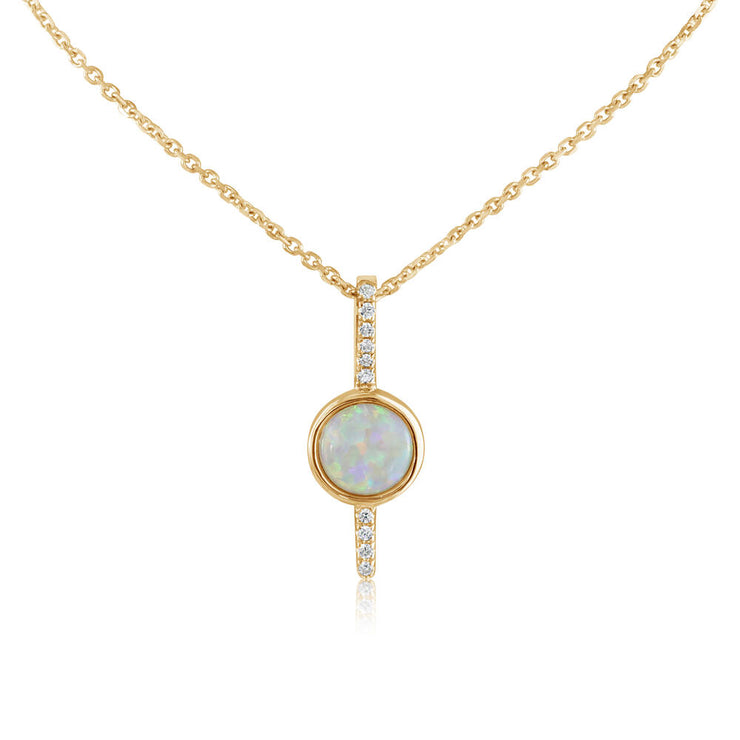 14K Yellow Gold Australian Opal/Diamond Pendant