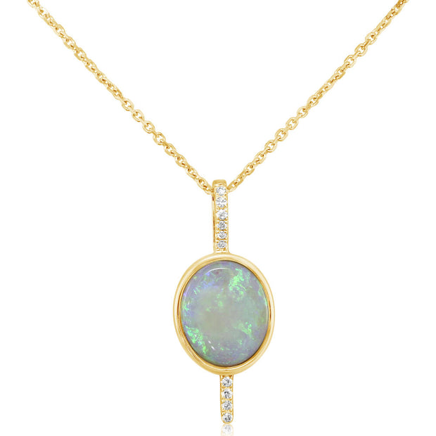 14K Yellow Gold Australian Opal/Diamond Pendant