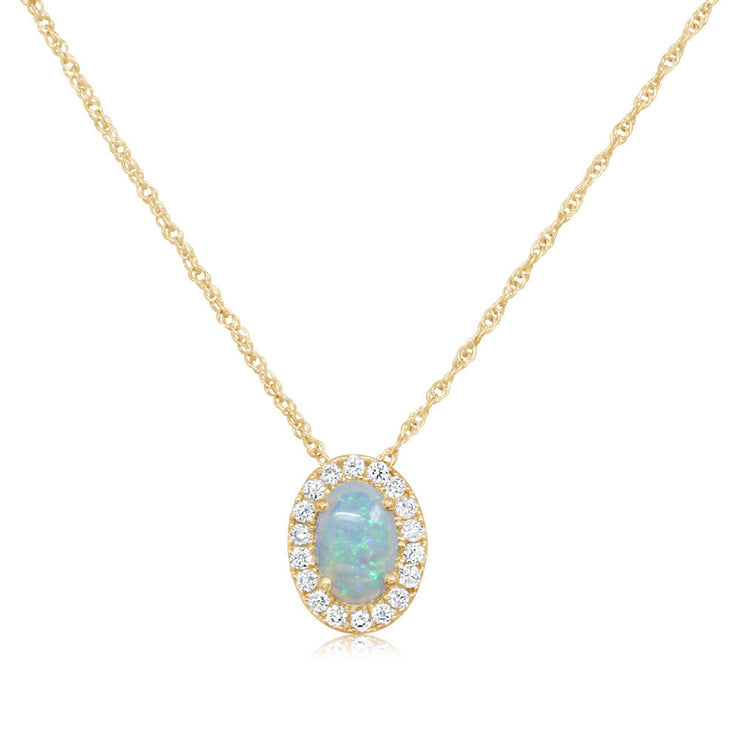 14K Yellow Gold Australian Opal/Diamond Pendant