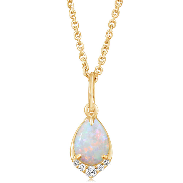 14K Yellow Gold Australian Opal/Diamond Pendant