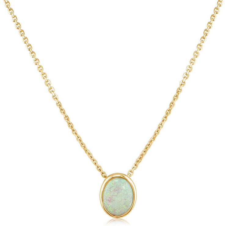 14K Yellow Gold Australian Opal Pendant