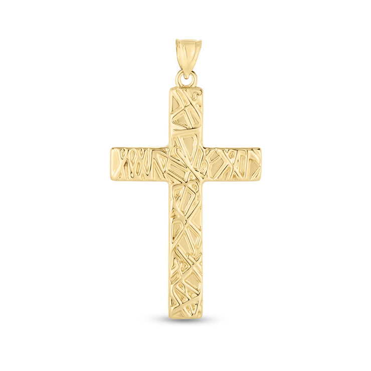 14K Gold Textured Cross Pendant