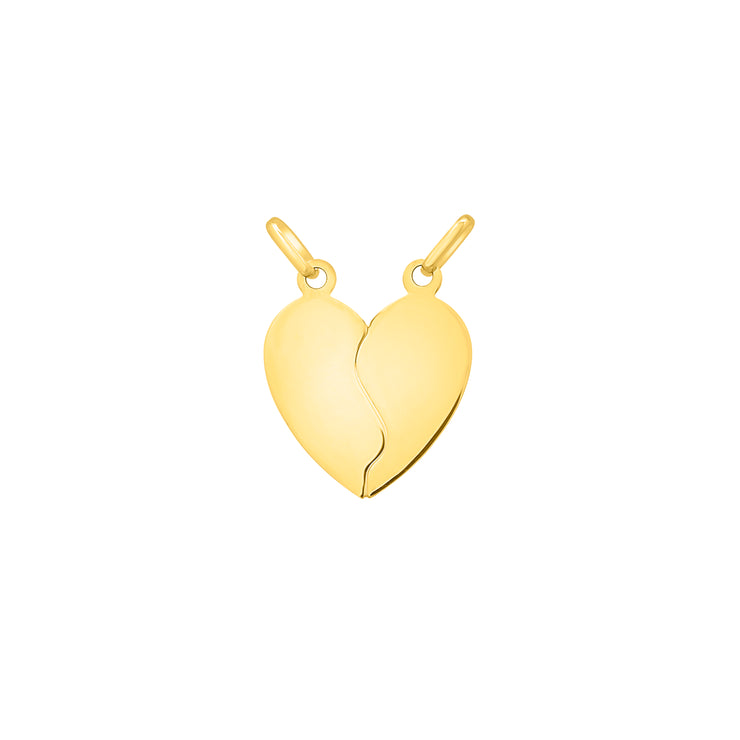 14K Gold Doube Bail Broken Heart Pendant