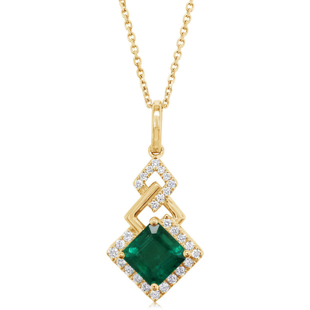 18K Yellow Gold Brazilian Emerald/Diamond Pendant