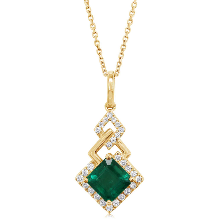 18K Yellow Gold Brazilian Emerald/Diamond Pendant