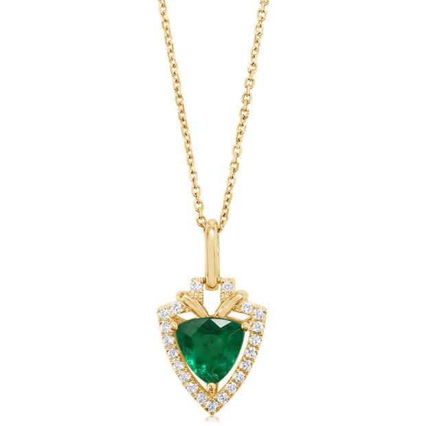 18K Yellow Gold Brazilian Emerald Diamond Pendant