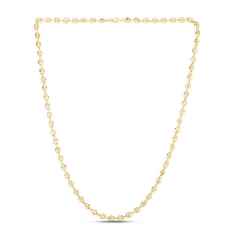 14K Gold Puffed Mariner Chain