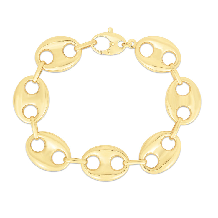 14K Gold 21mm Puffed Mariner Link Necklace