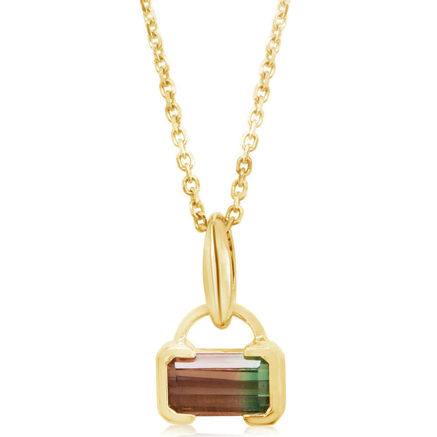 14K Yellow Gold Bi-Color Tourmaline Pendant