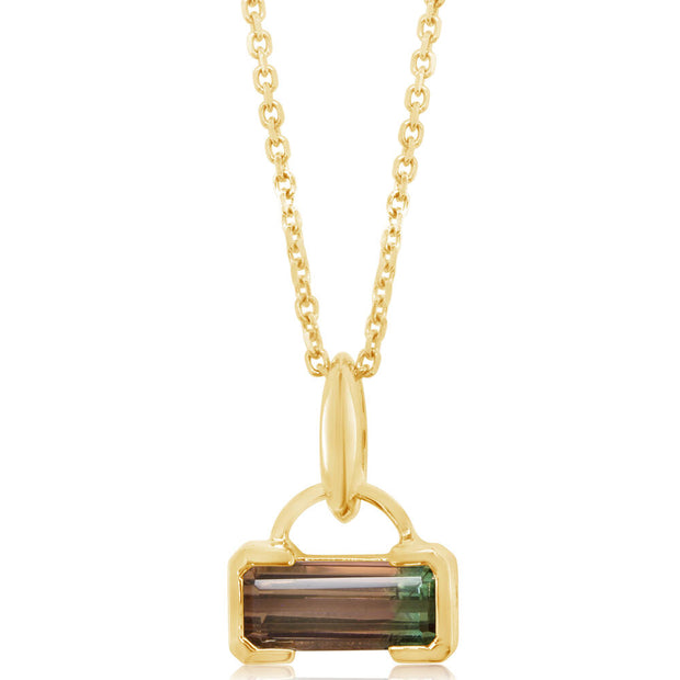 14K Yellow Gold Bi-Color Tourmaline Pendant