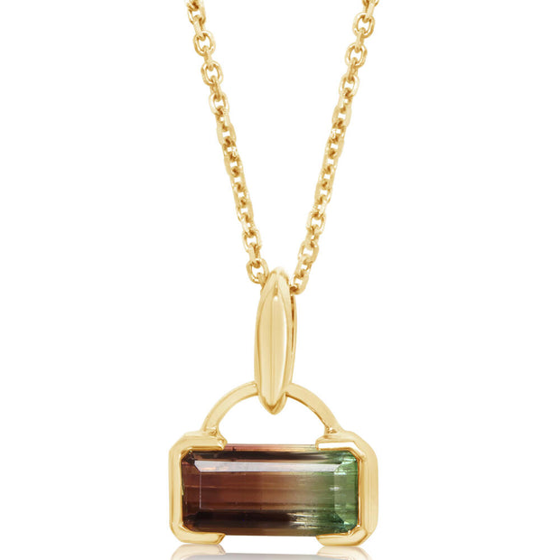 14K Yellow Gold Bi-Color Tourmaline Pendant