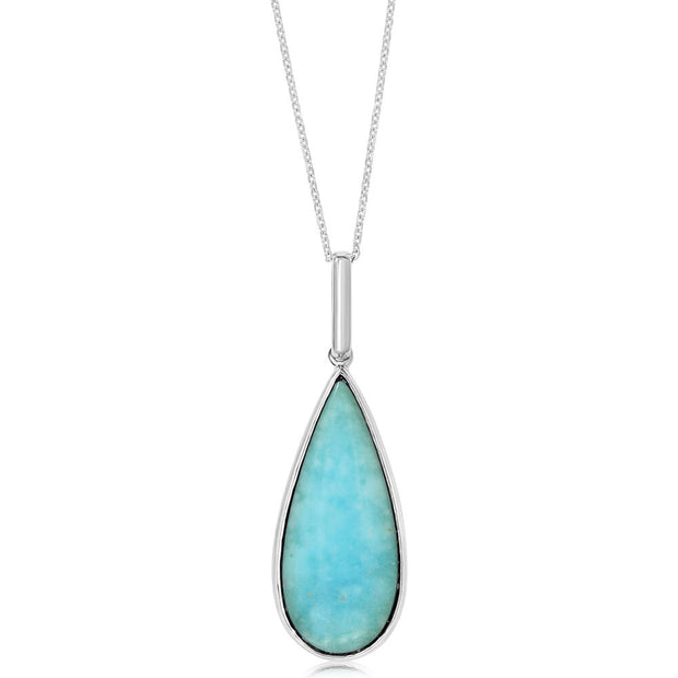 Sterling Silver Cabochon Blue Chrysocolla Opal Pendant