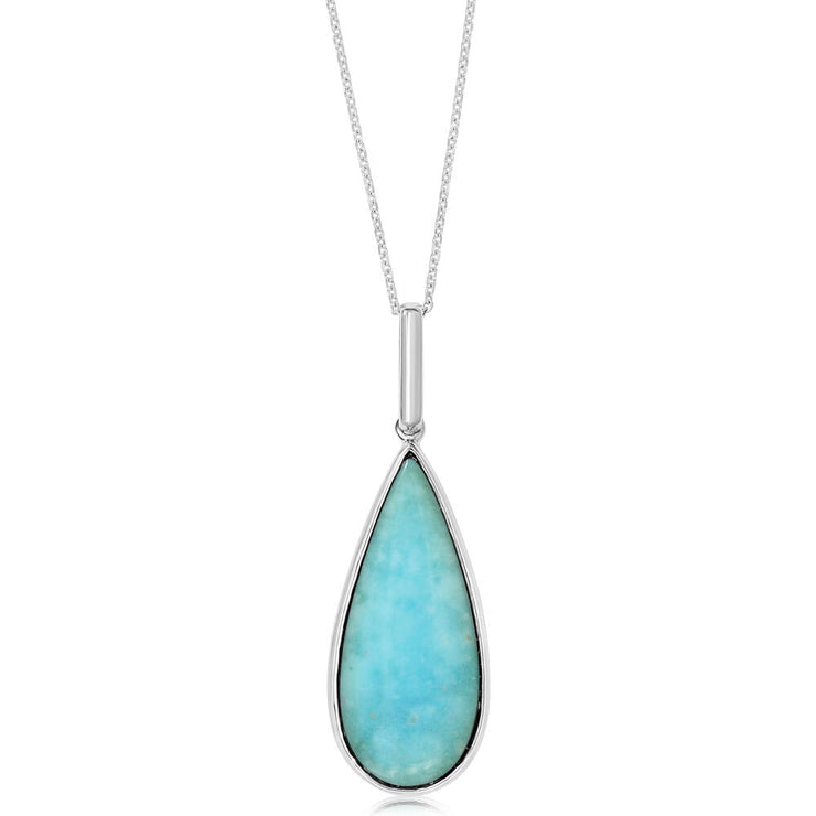 Sterling Silver Cabochon Blue Chrysocolla Opal Pendant