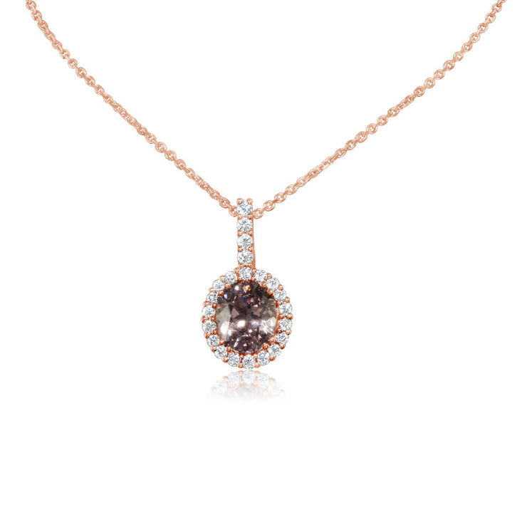 14K Rose Gold Lotus Garnet/Diamond Pendant