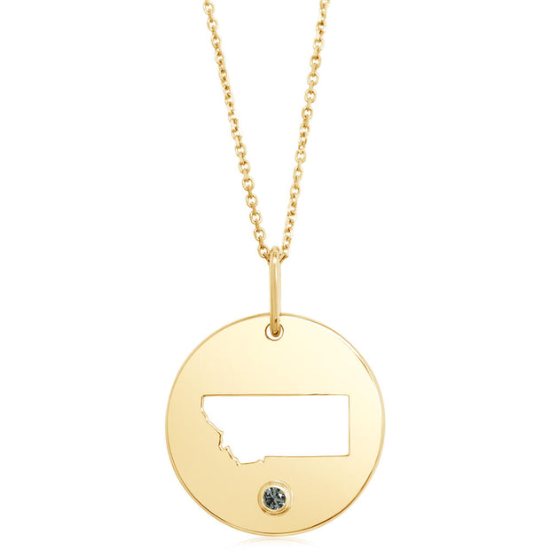 14K Yellow Gold Montana Sapphire Montana Pendant (With Chain)