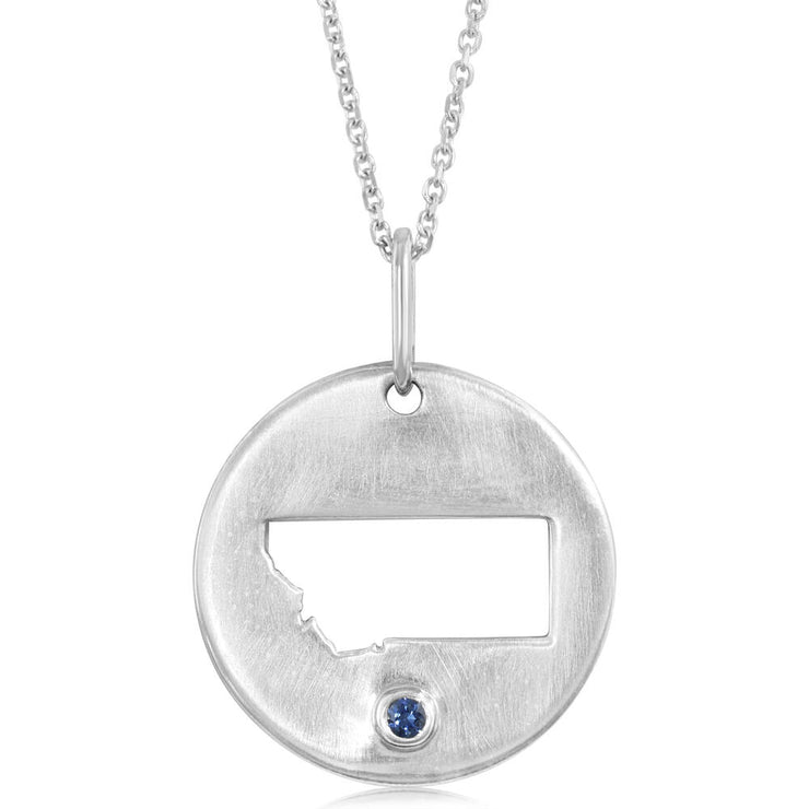 Sterling Silver Montana Sapphire Montana Pendant (With Chain)